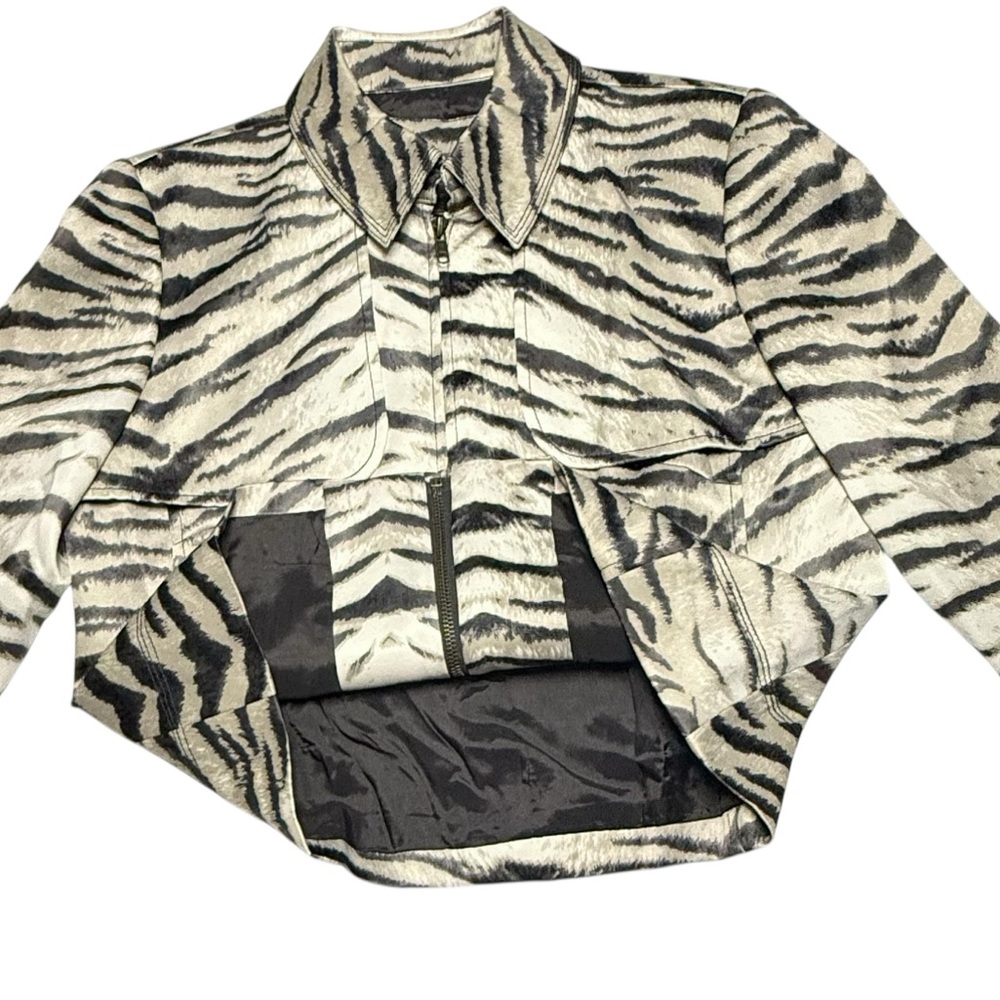 Anthracite Animal Print Utility Jacket Zip Up Size 4 Like New - Picture 8 of 16